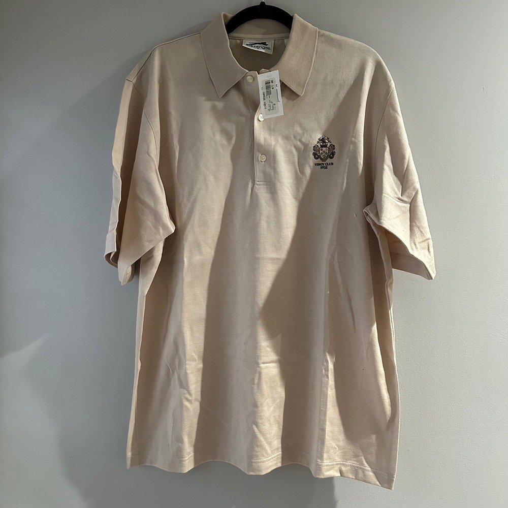Slazenger Polo Shirt Mens Medium Tan New‎ Vinoy Club 1925 Crest Cotton Pique